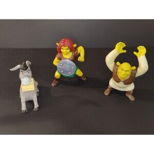 Lot of 3 Vintage Dreamworks Figurines - Shrek, Princess Fiona & Donkey
